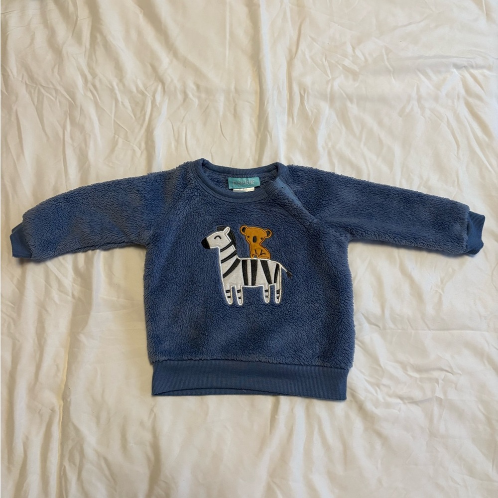 Pekkle Cozy Blue Kids Sweatshirt with Animal Design